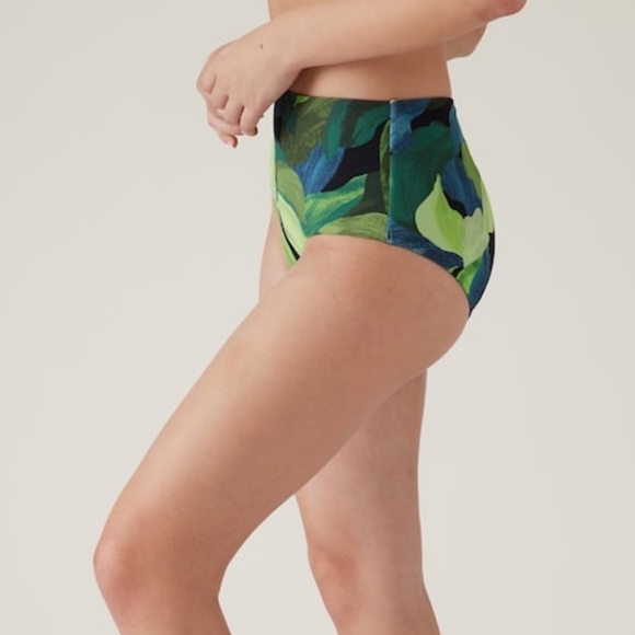 💚 Athleta High Waist Bikini Bottom // Liana Floral Green - Picture 3 of 12